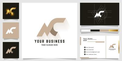 Letter MC or NC monogram logo with business card design vector