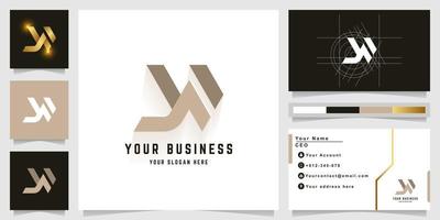 Letter YW or NW monogram logo with business card design vector