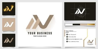 Letter AV or MV monogram logo with business card design vector