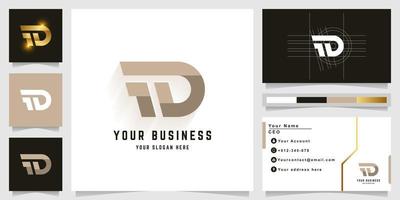 Letter FD or TD monogram logo with business card design vector