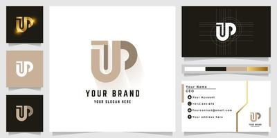 Letter UP or JP monogram logo with business card design vector