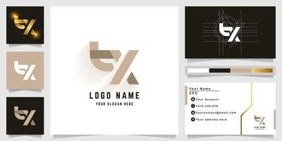 Letter tX or bX monogram logo with business card design vector