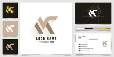 Letter MK or NK monogram logo with business card design vector