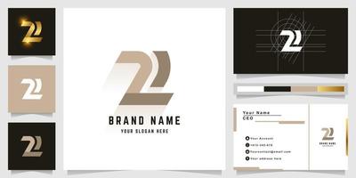 Letter ZL or ZI monogram logo with business card design vector
