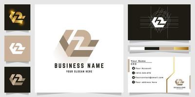 Letter WZ or FZ monogram logo with business card design vector