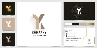 Letter k or yk monogram logo with business card design vector