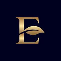 GOLD LOGO E WITH LEAF vector
