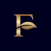 GOLD LOGO F WITH LEAF vector