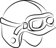 Boceto de casco de motocicleta, ilustración, vector sobre fondo blanco.