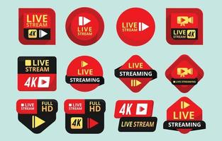 Live Streaming Social Media Full HD Icon Badge vector