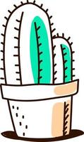 Cactus in pot drawing, illustration, vector on white background.
