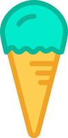 Blue ice cream in cone, illustration, vector on a white background.