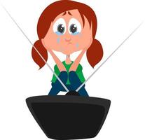 Girl watching melodrama, illustration, vector on white background