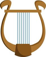 A harp with blue strings, vector or color illustration.