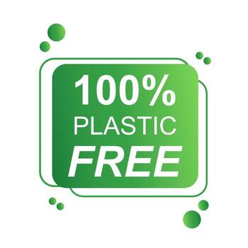 One hundred percent 100 plastic free label or sticker on white background. vector illustration. EPS 10.
