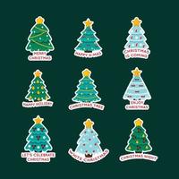 Christmas Tree Stickers Set vector