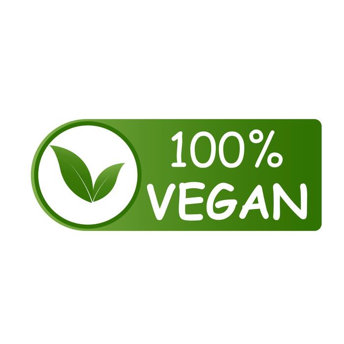 One hundred percent 100 vegan label on white background