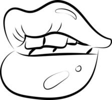 Lips sketch, illustration, vector on white background.