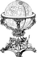 Globe or carved work of art, vintage engraving. vector