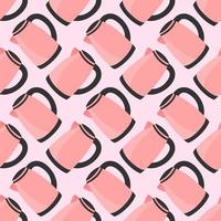 Kettle pattern, seamless pattern on pink background. vector