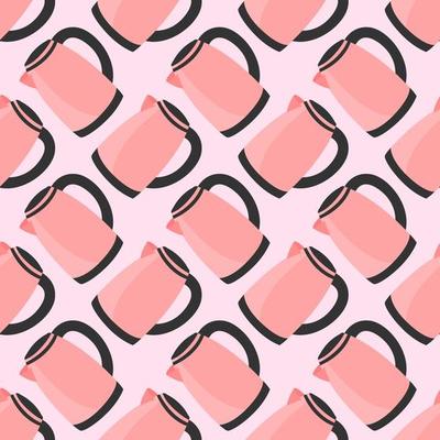 Kettle pattern, seamless pattern on pink background.