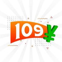 109 Yuan Chinese currency vector text symbol. 109 Yen Japanese currency Money stock vector