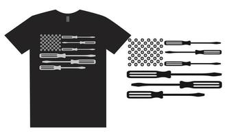 Screwdriver Flag T Shirt Design vector