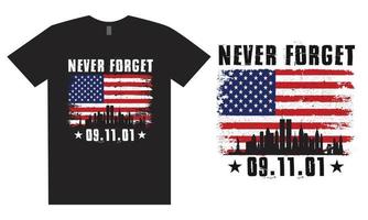 Never Forget 911 Flag T Shirt Design vector