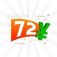 72 Yuan Chinese currency vector text symbol. 72 Yen Japanese currency Money stock vector