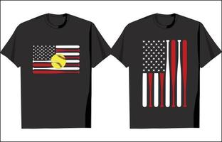 American Flag Softball Design vector
