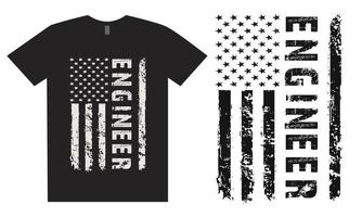 American Engineer Flag T Shirt Design vector