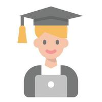 online learning icon flat color, technology , education vector