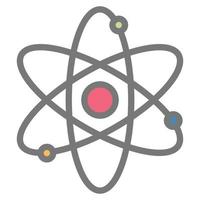 átomo icono color plano, tecnología, educación vector