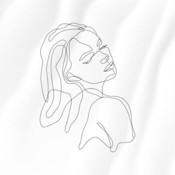 hand drawn minimal woman line art,female portaits continuous linear illustration vector