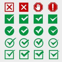 Red cross and green check mark illustration vector