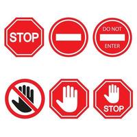 Set of prohibition stop signs vector