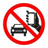 signo de ilustración coche prohibido con teléfono móvil vector