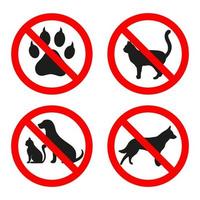 conjunto de señales prohibidas para mascotas vector