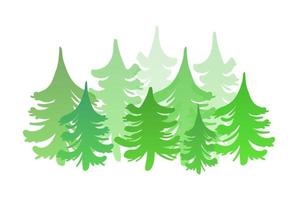 Silhouettes of spruce and pine. Vector image of coniferous trees isolated on white background.