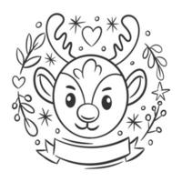 Symbol of deer hand drawn coloring vector