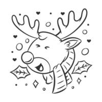 Deer hand drawn style coloring vector