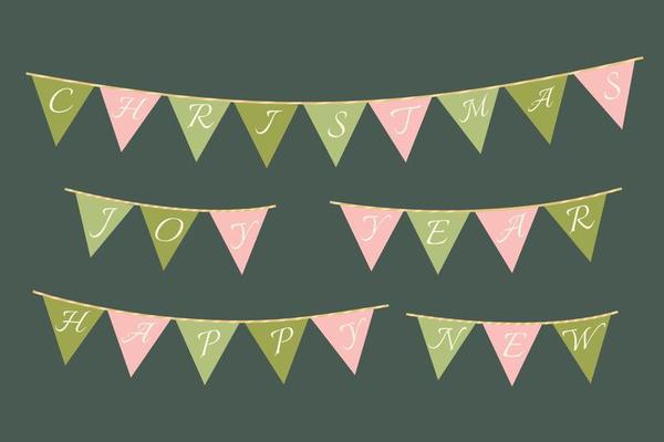 Christmas garland flags clipart collection for decoration