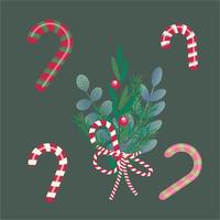 Decoración navideña ramas y dulces ilustración vectorial vector