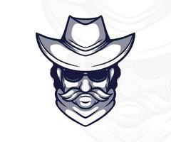 cowboy mascot logo vector illustration. white background.
