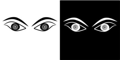 vector illustration of beautiful eyes, isolated on a black and white background design