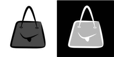 vector de ilustración de bolsa de compras, aislado en diseño de fondo blanco y negro