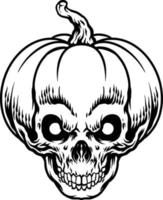 Halloween Pumpkin Skull Monochrome Clipart vector