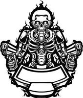 Cyborg Skull Monochrome Clipart vector
