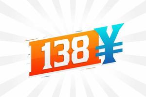 138 Yuan Chinese currency vector text symbol. 138 Yen Japanese currency Money stock vector