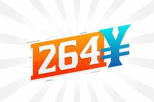 264 Yuan Chinese currency vector text symbol. 264 Yen Japanese currency Money stock vector